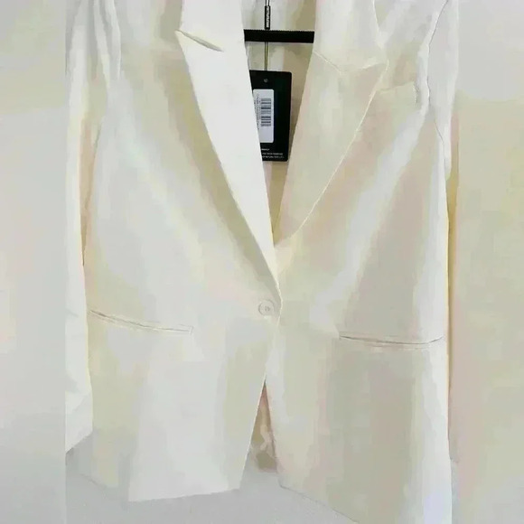 PrettyLittleThing Cream Oversized Dad Blazer Size 2 - Picture 6 of 13